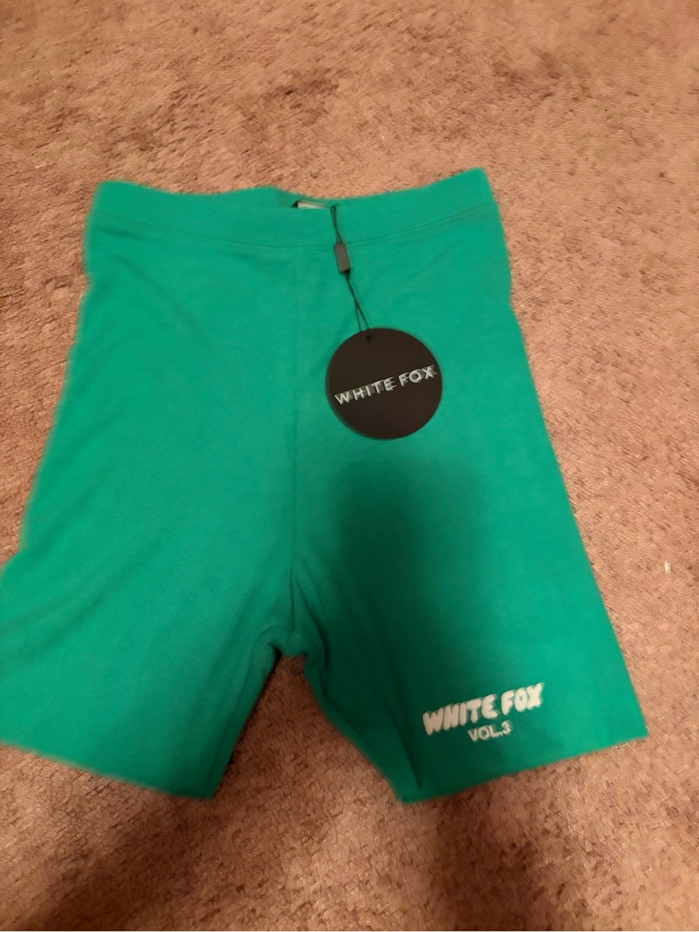 White Fox Boutique Teal Ribbed Bike Shorts
